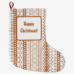 Orangen Faded Fair Isle Sticka Watercolor Cabincor Stor Julstrumpa