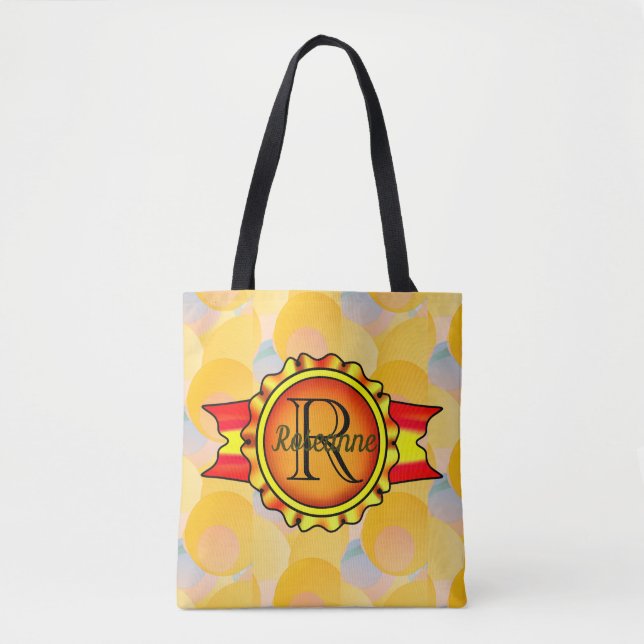 Orangen Finare Monogram Banner Circle Bright Tygkasse (Framsida)