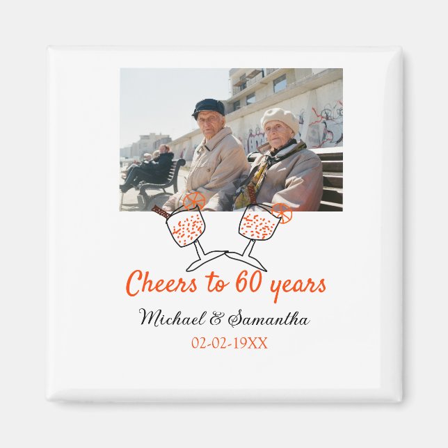 Orangen firar 60-årsdagen av bröllop magnet (Framsidan)