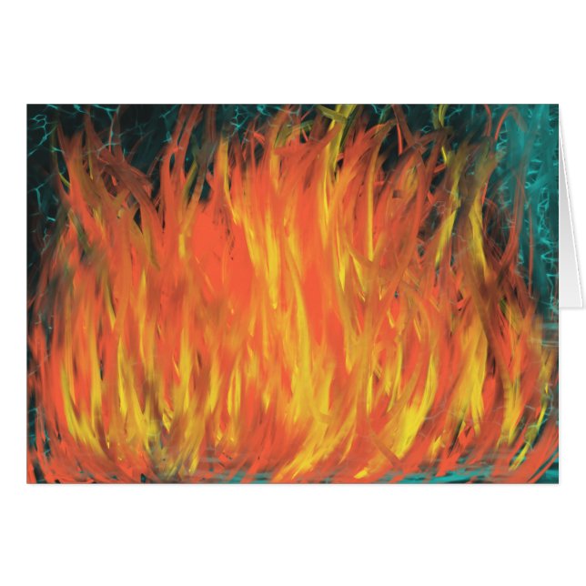 Orangen Fire Gult Flames Lightning Inferno Art Hälsningskort (Framsidan Horizontal)