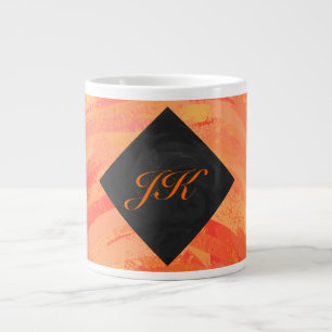 Orangen Fire Sjö och Black Monogram Jumbo Mugg