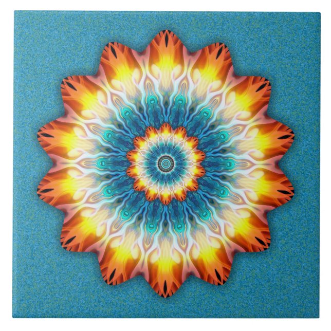 Orangen flammar kakelplatta (Framsidan)