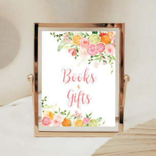 Orangen för Blommigt av rosa Citrus Bokar och pres Poster