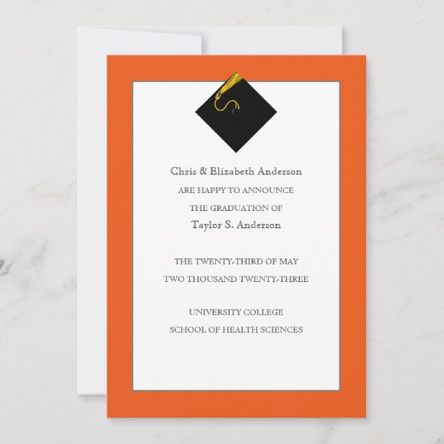 Orangen för meddelande om studenten inbjudningar (Framsida)