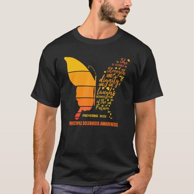 Orangen för medvetenhet om Warrior Många Sclerosis T Shirt (Framsida)