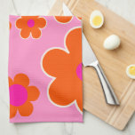 Orangen för Rosa av slutmarknaden Amsterdam Retro  Kökshandduk<br><div class="desc">Flower Market Amsterdam: Blommigt Art - Retro Flowers Print - Rosa och Orange.</div>