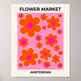 Orangen för Rosa av slutmarknaden Amsterdam Retro Poster