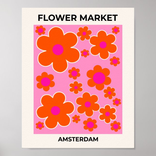 Orangen för Rosa av slutmarknaden Amsterdam Retro  Poster (Framsidan)