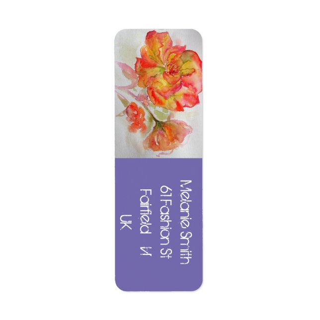 Orangen för vattenfärgen i Ro Blommigt följer med  Returadress Etikett (Framsidan)