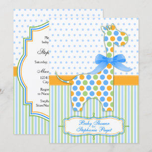Orangen Giraffe Baby Shower med blå Grönt Inbjudningar