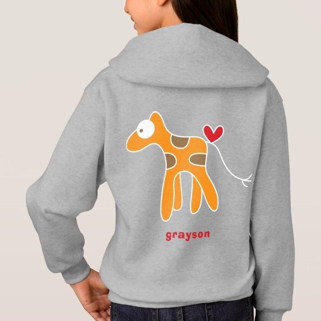 Orangen Giraffe Kid Barn i Cute Stylized Tecknad Tee (Baksida)