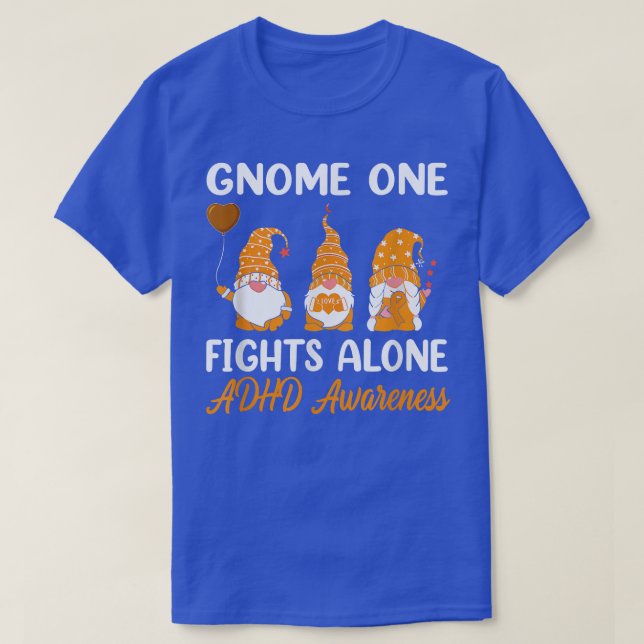 Orangen Gnome One Fight Ensam  Ribbon ADHD Awarene T Shirt (Design framsida)