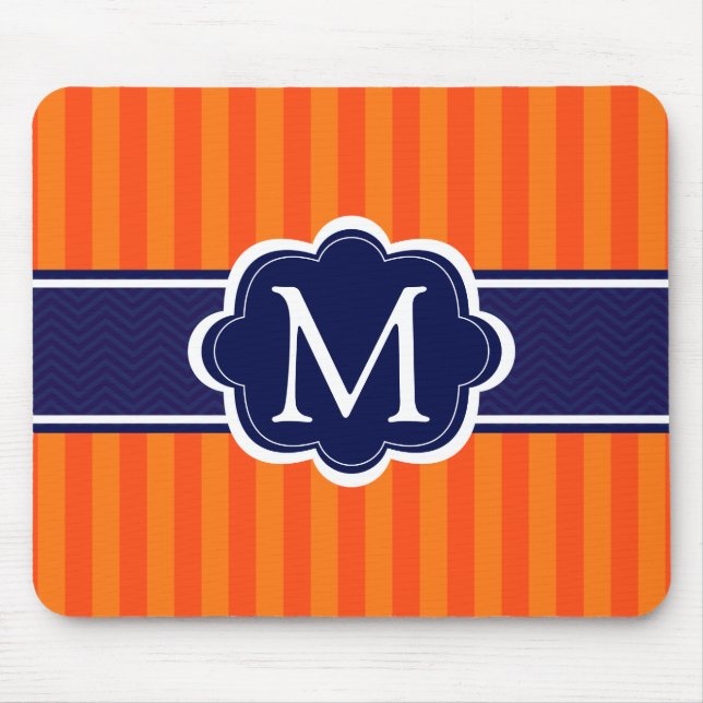 Orangen görar randig den initiala marinblåa musmatta (Framsidan)