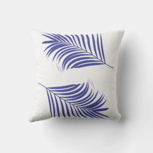 Orangen handflatan Löv Träd Blue Tropical Coastal Kudde