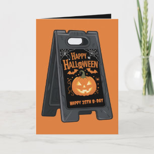 ORANGEN HAPPY HALLOWEEN & GRATTIS PÅ FÖDELSEDAGEN KORT