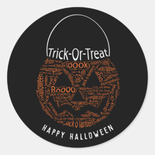 Orangen Happy halloween Ord Art Runt Klistermärke