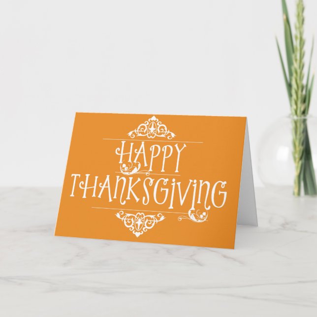Orangen Happy thanksgiving Script Helgkort (Framsida)