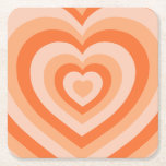 Orangen Hjärter för Retro-Vintage Underlägg Papper Kvadrat<br><div class="desc">Kärlek Hearts - Hypnoc eart Mönster - Retro Vintage Heart Mönster i Orange.</div>
