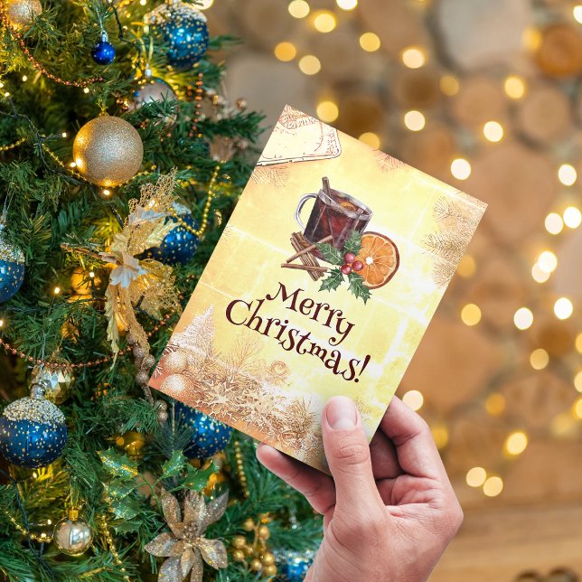 Orangen Holly Berry Cinnamon Hälsning Julkort (Skapare uppladdad)