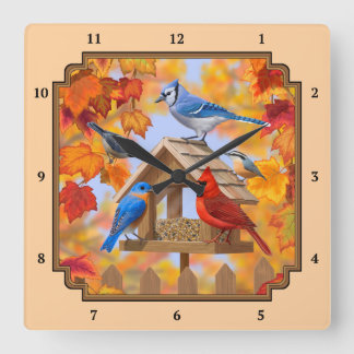 Orangen Hösthöst för fågelmatarinsamling Fyrkantig Klocka