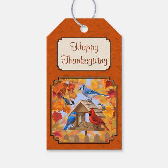 Orangen Hösthöst för fågelmatarinsamling Presentetikett (Framsidan)