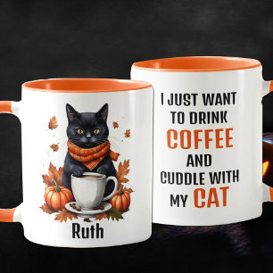 Orangen Kaffe och Kat med ett enkelt eget namn Mugg