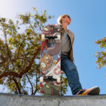 Orangen Katt och Fruit Fladdermus Mini Skateboard Bräda 18,5 Cm<br><div class="desc">Ett skateboard-däck med en tecknad menagerier med roliga djur klädda som entusiastiska sportfantaster som viftar sina sjalar i firande. Djurmassan omfattar en väderbevuxen hund,  en orange katt,  en frukt fladdermus och en ödla.</div>