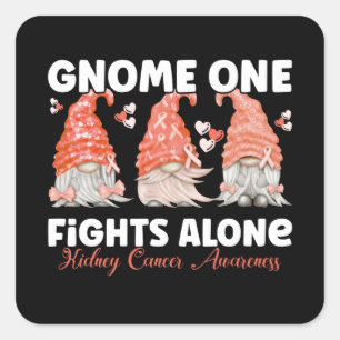 Orangen Kidney Cancer Ribbon Gnome Fyrkantigt Klistermärke