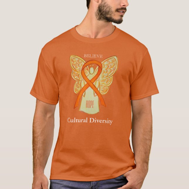 Orangen Kulturell mångfald - medvetandegörande Rib T Shirt (Framsida)