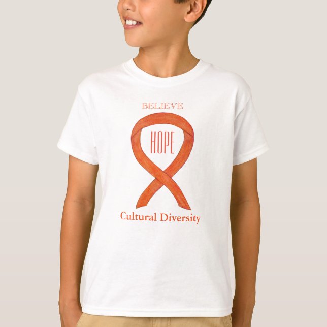 Orangen Kulturell mångfald - medvetandegörande Rib T Shirt (Framsida)