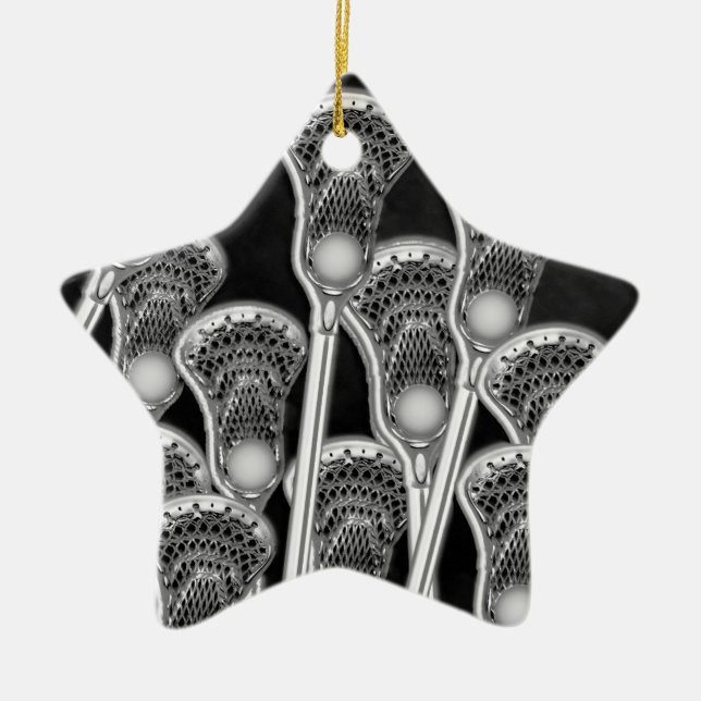 Orangen Lacrosse Gift Team Julgransprydnad Keramik (Framsidan)