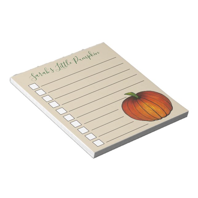 Orangen Little Pumpkin Baby Shower Favor oktober Anteckningsblock (Vinklad)