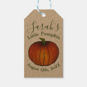 Orangen Little Pumpkin Baby Shower Favor oktober Presentetikett