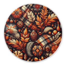 Orangen Löv i hösten, svart Mönster Knopp