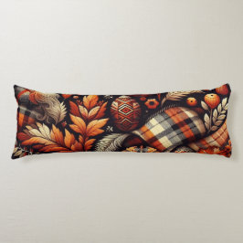 Orangen Löv i hösten, svart Mönster Kroppskudde