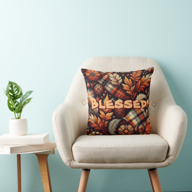 Orangen Löv i hösten, svart Mönster Kudde (Stol)