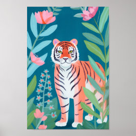 Orangen Lycklig Tiger Poster