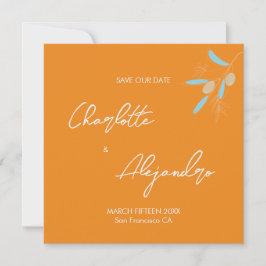 Orangen Medelhavet Vibes Bröllop spara datum