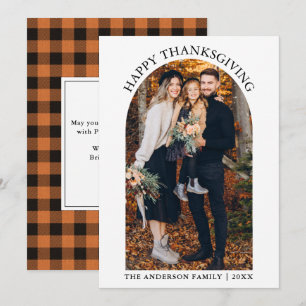 Orangen Modern Happy thanksgiving Photo Arch Play Julkort