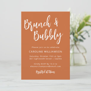 Orangen Modern Trendig Script Brunch Bubly Shower Inbjudningar
