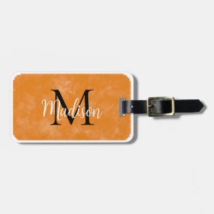Orangen Monogram första anpassade namn Vattenfärg Bagagebricka