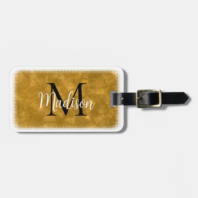 Orangen Monogram första anpassade namn Vattenfärg  Bagagebricka (Horisontell Framsida)