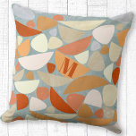 Orangen Monogram Modern Abstrakt Shapes Kudde<br><div class="desc">Abstraktens moderna organiska former i orange,  marint skum och grädde i mitten av århundradet. Originalkonst av Nic Squirrell. Ändra det inledande monogrammet för att anpassa det.</div>