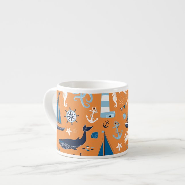 Orangen Nautical Ocean Espressomugg (Framsida vänster)