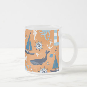 Orangen Nautical Ocean Frostad Glasmugg
