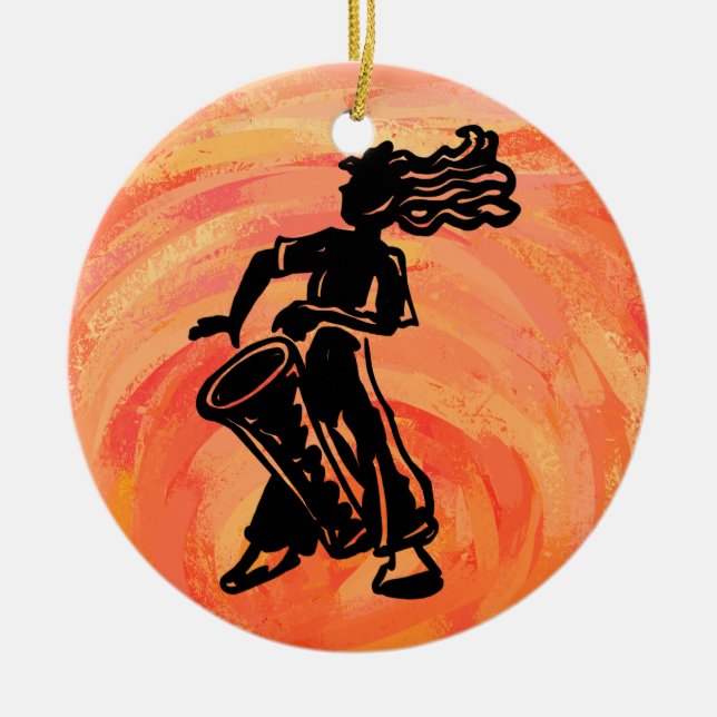 Orangen New York Boogie Nights Drum Julgransprydnad Keramik (Framsidan)