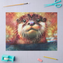 Orangen Otters Decoupage (avsvärtning) med högre B