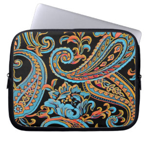 Orangen Paisley för himlar Blue och Höst Laptop Fodral