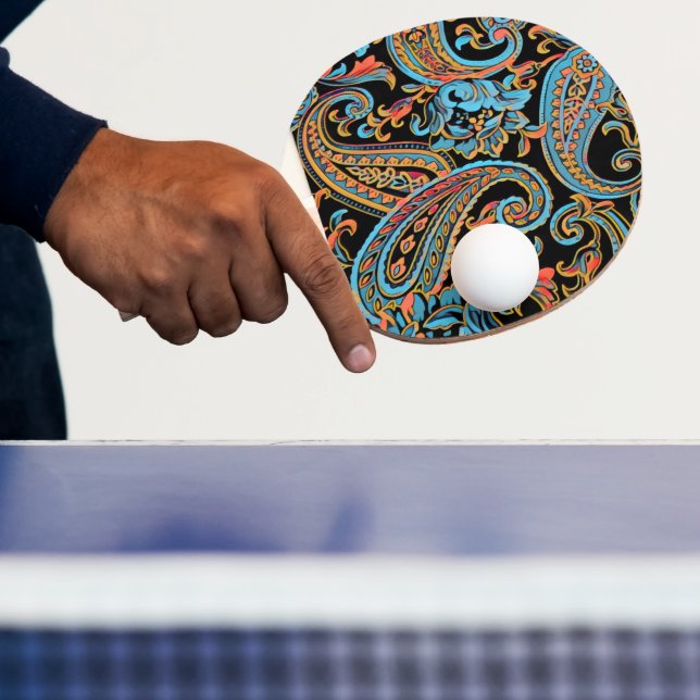 Orangen Paisley för himlar Blue och Höst Pingisracket (Insitu)