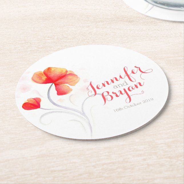 orangen papper underlägg för vattenfärgen bröllop rund (Vinklad)